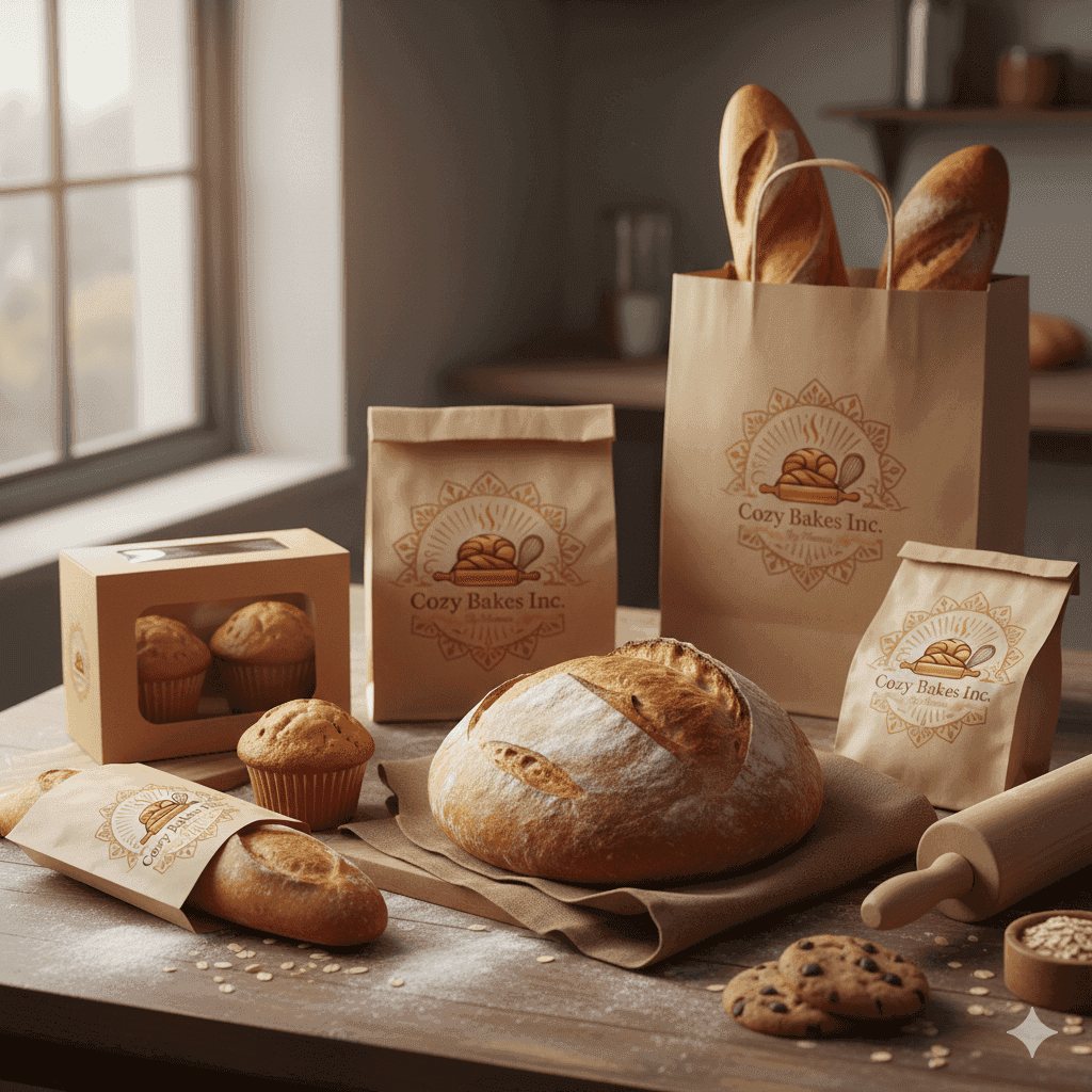 Fresh pastries and cakes on wooden trays